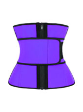 Purple Single Strap Zipper Latex Waist Trainer MH1698PU