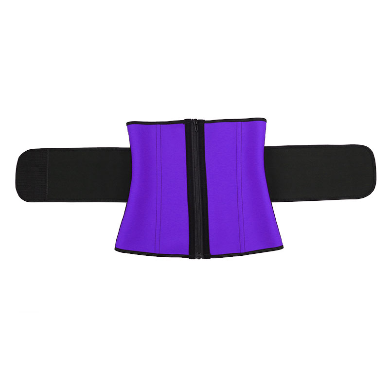 Purple Single Strap Zipper Latex Waist Trainer MH1698PU