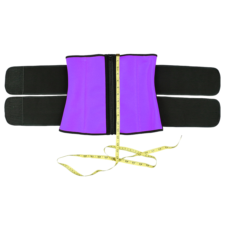 Purple Double Belt Latex Waist Trainer With Zipper MH1789