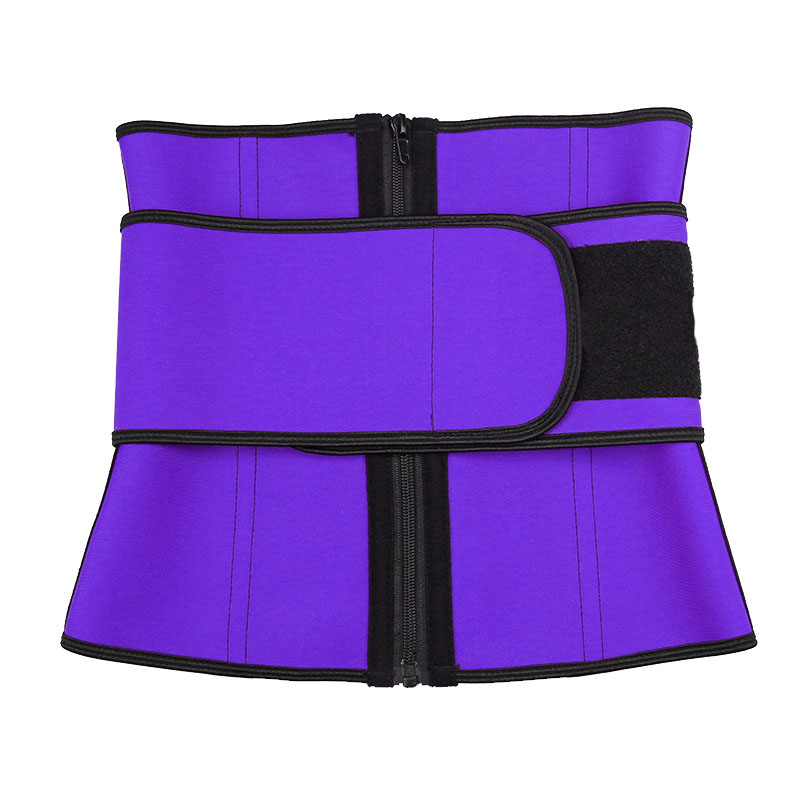 Purple Single Strap Zipper Latex Waist Trainer MH1698PU