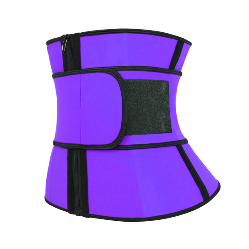 Purple Single Strap Zipper Latex Waist Trainer MH1698PU
