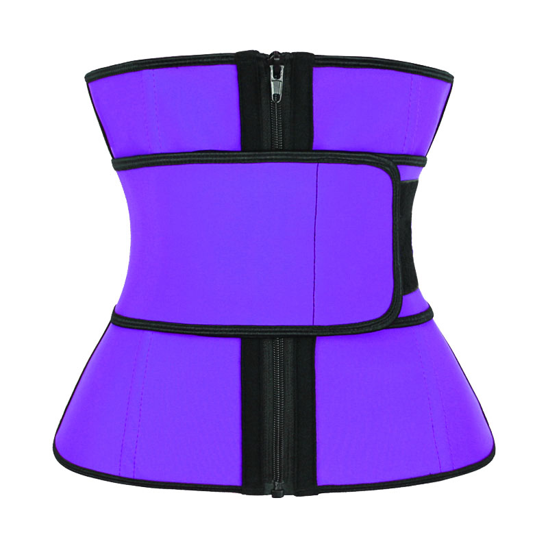 Purple Single Strap Zipper Latex Waist Trainer MH1698PU