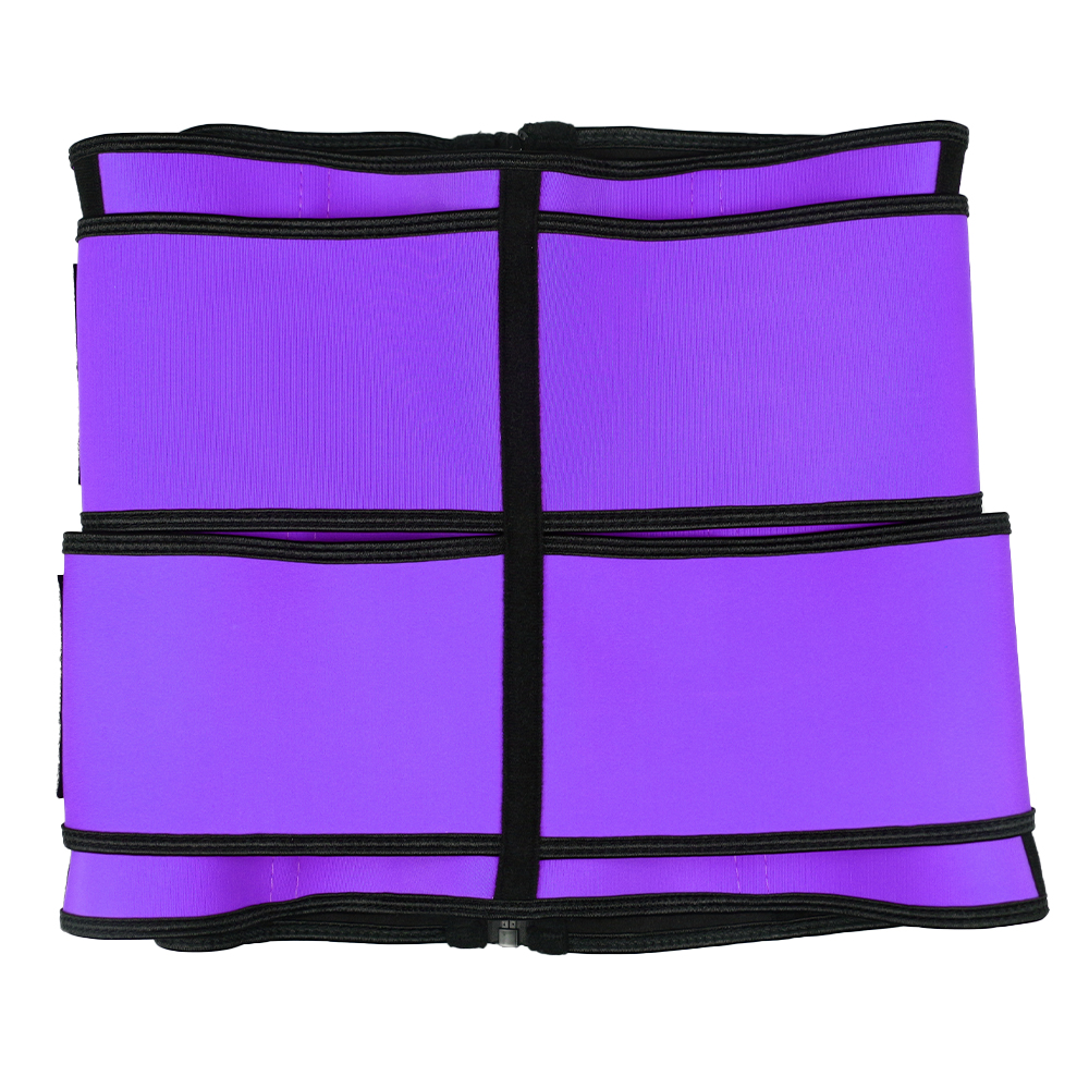 Purple Double Belt Latex Waist Trainer With Zipper MH1789