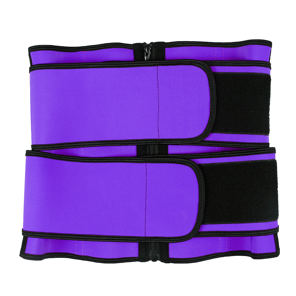 Purple Double Belt Latex Waist Trainer With Zipper MH1789