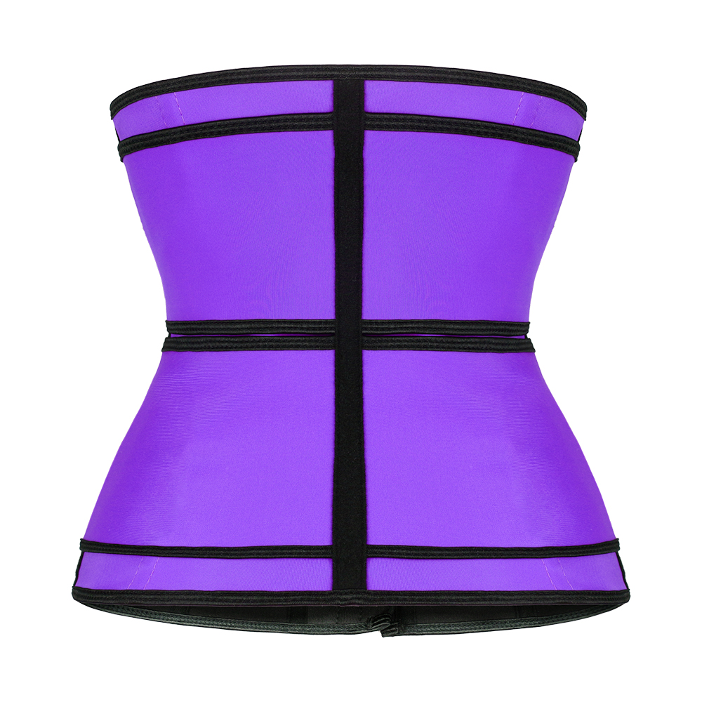 Purple Double Belt Latex Waist Trainer With Zipper MH1789