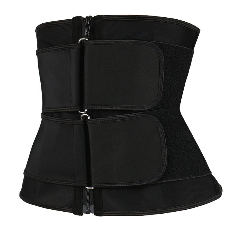 Black Double Slide Buckle Belt Waist Trainer