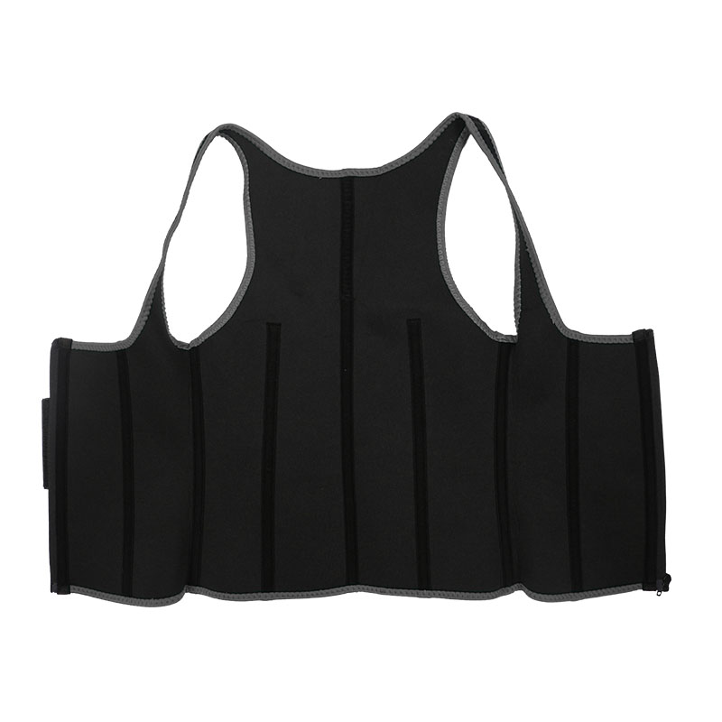 Black Elastic Single Bands Vest With Zipper MHW100076B