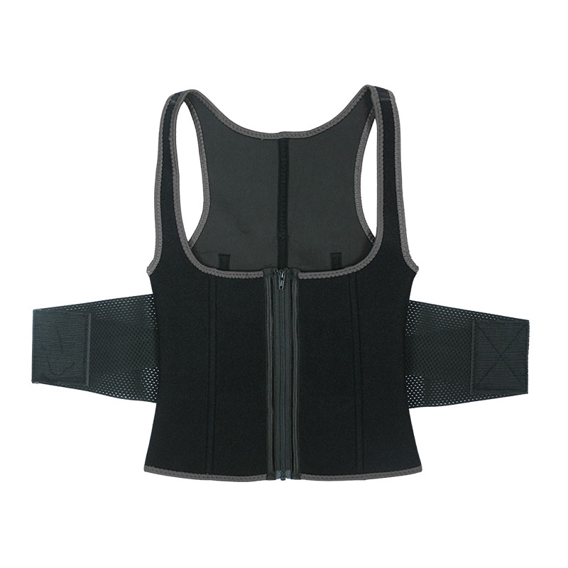 Black Elastic Single Bands Vest With Zipper MHW100076B