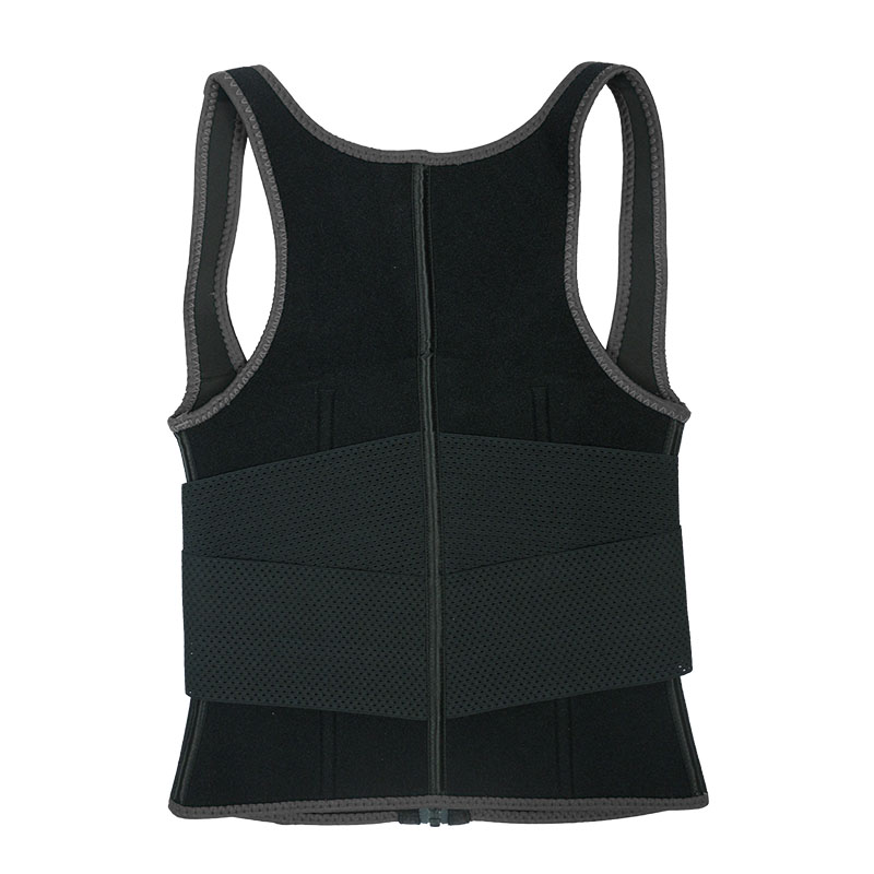 Black Elastic Single Bands Vest With Zipper MHW100076B