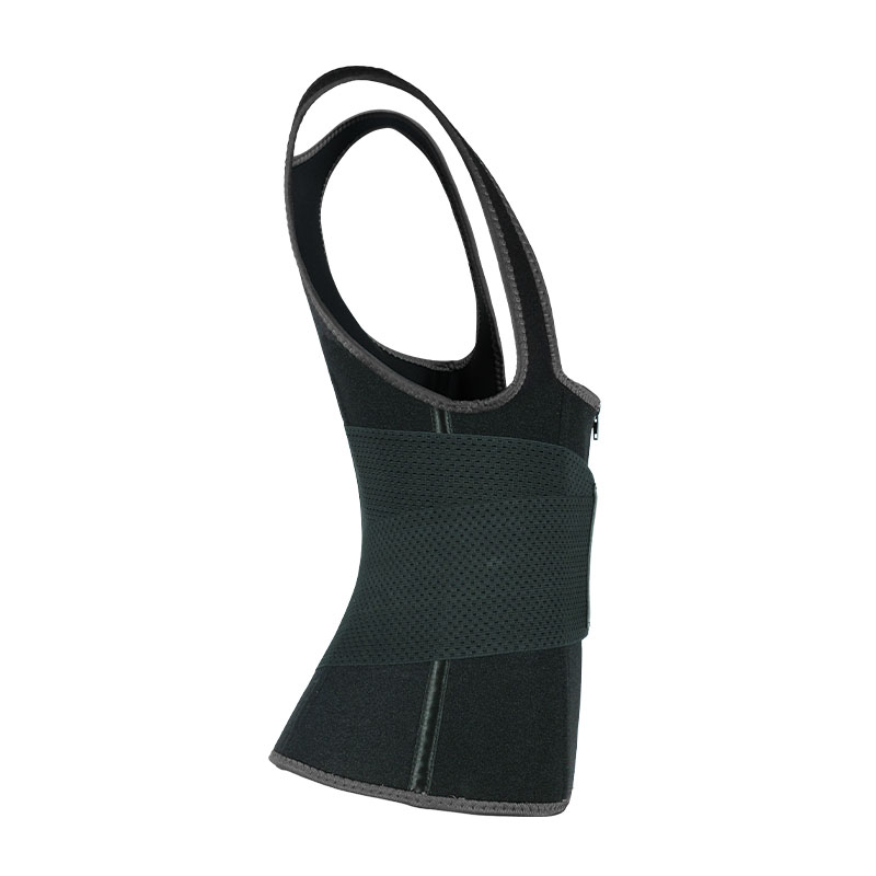 Black Elastic Single Bands Vest With Zipper MHW100076B
