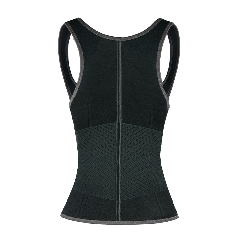 Black Elastic Single Bands Vest With Zipper MHW100076B