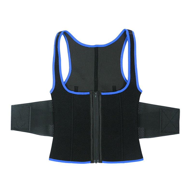 Blue Elastic Single Bands Vest With Zipper MHW100076BL