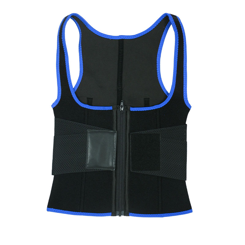 Blue Elastic Single Bands Vest With Zipper MHW100076BL