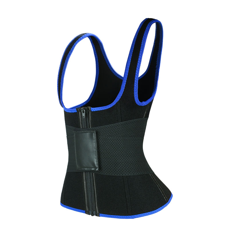 Blue Elastic Single Bands Vest With Zipper MHW100076BL