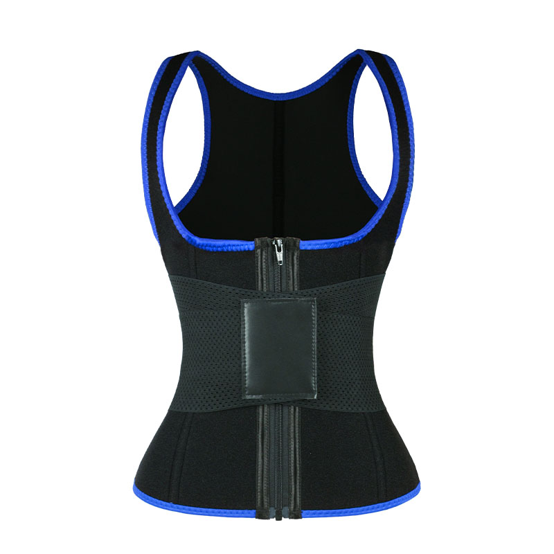 Blue Elastic Single Bands Vest With Zipper MHW100076BL