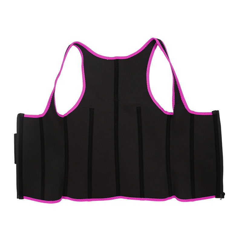 Pink Elastic Single Bands Vest With Zipper MHW100076P