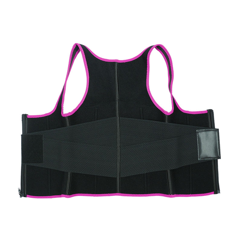 Pink Elastic Single Bands Vest With Zipper MHW100076P