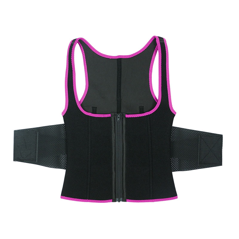 Pink Elastic Single Bands Vest With Zipper MHW100076P