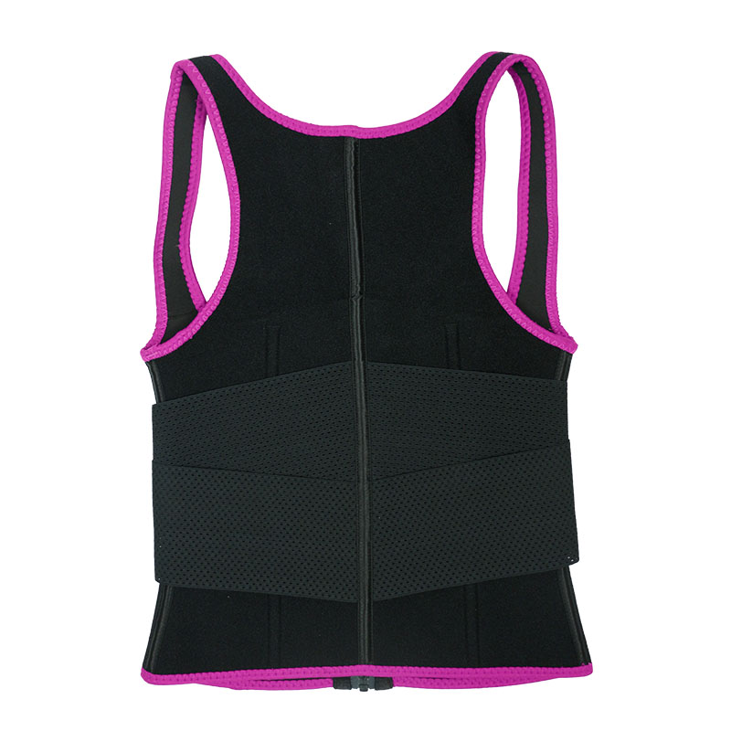 Pink Elastic Single Bands Vest With Zipper MHW100076P