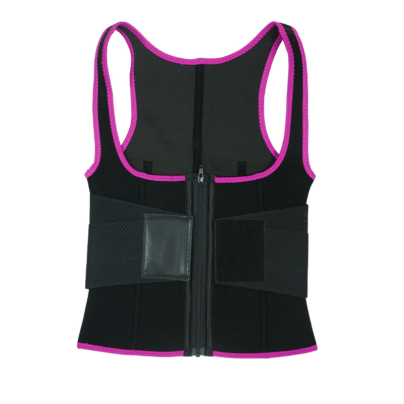 Pink Elastic Single Bands Vest With Zipper MHW100076P