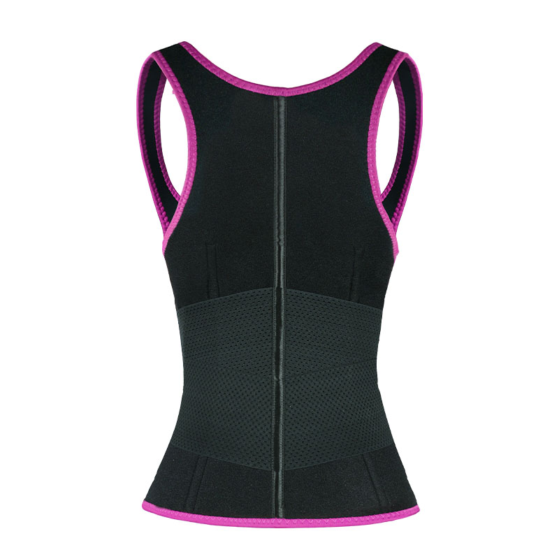 Pink Elastic Single Bands Vest With Zipper MHW100076P