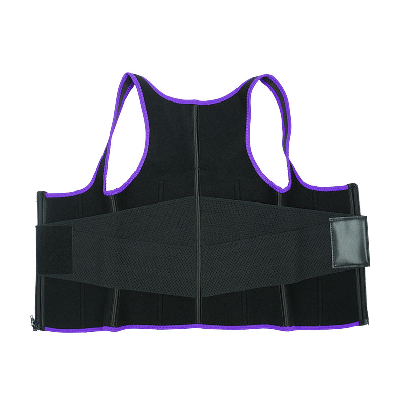 Purple Elastic Single Bands Vest With Zipper MHW100076PU