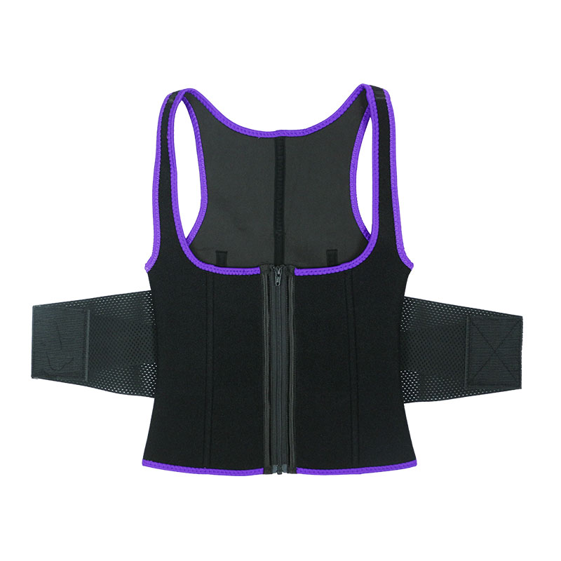 Purple Elastic Single Bands Vest With Zipper MHW100076PU