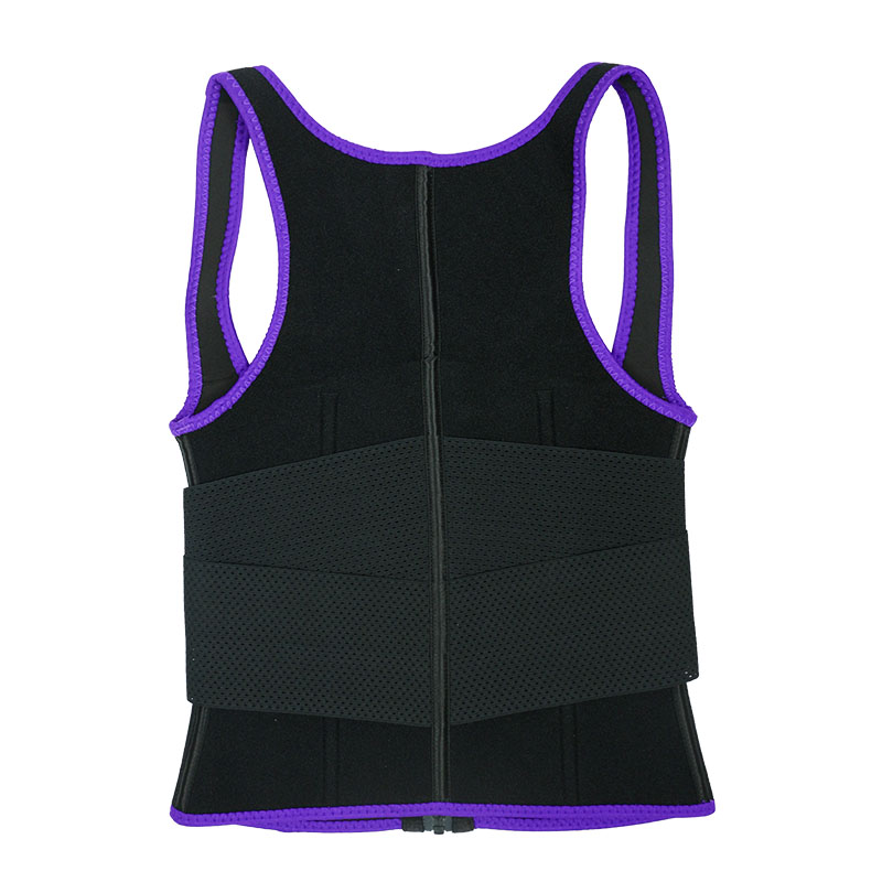 Purple Elastic Single Bands Vest With Zipper MHW100076PU