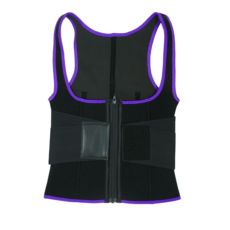 Purple Elastic Single Bands Vest With Zipper MHW100076PU