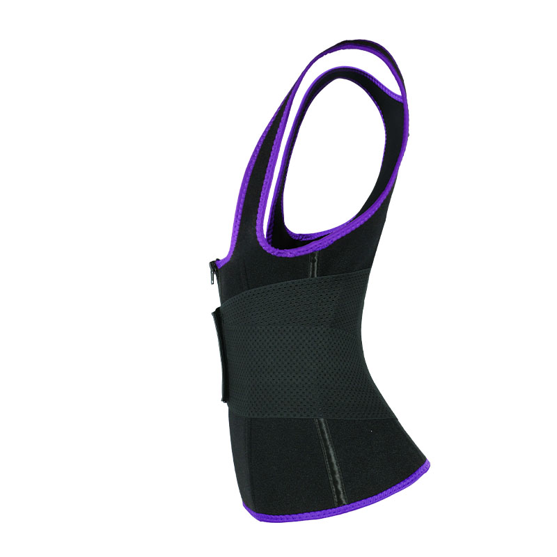 Purple Elastic Single Bands Vest With Zipper MHW100076PU