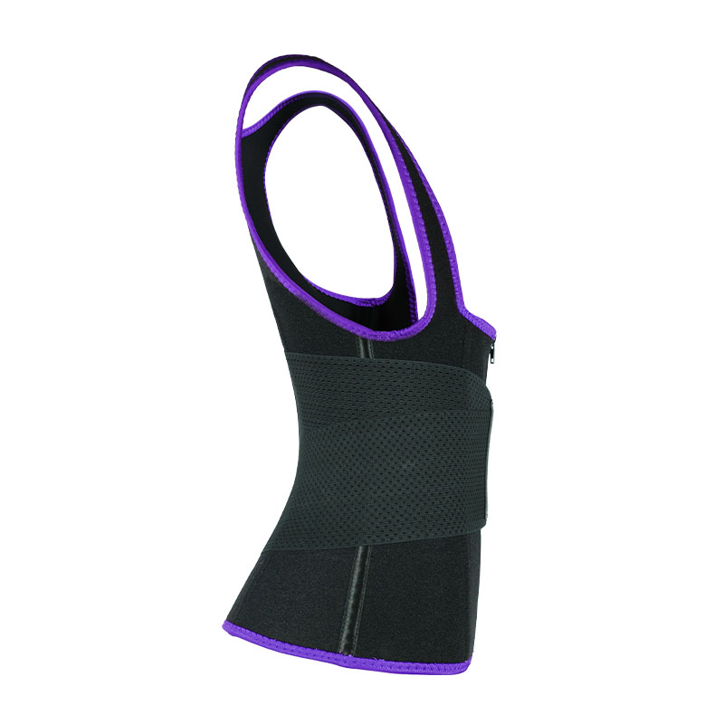Purple Elastic Single Bands Vest With Zipper MHW100076PU