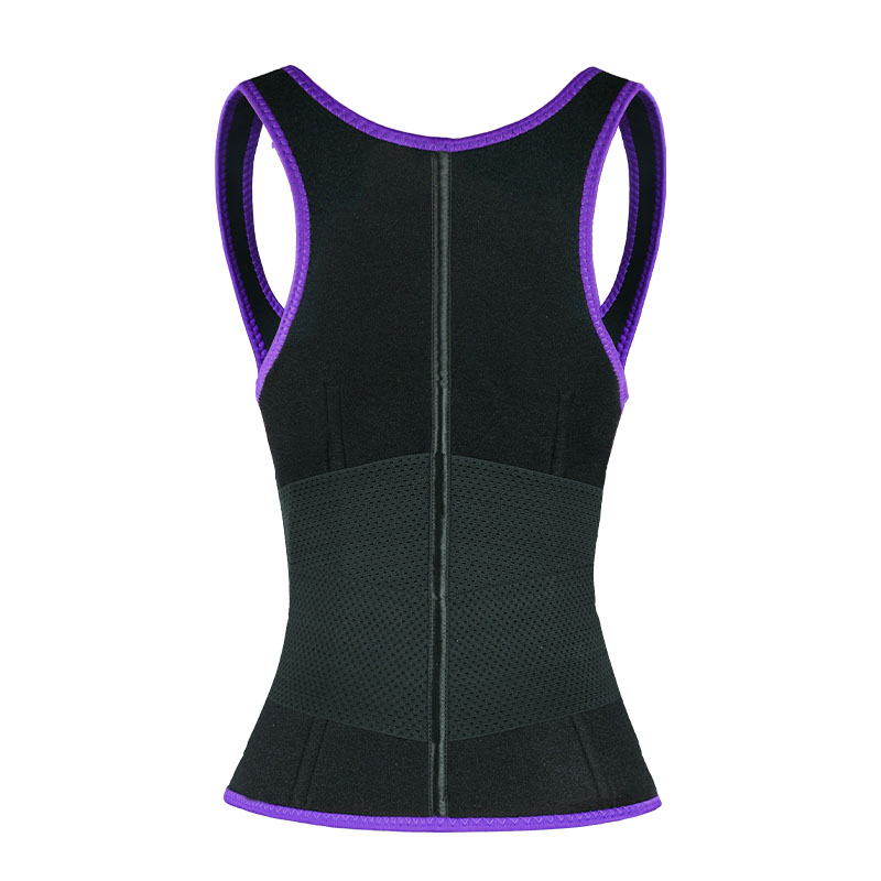 Purple Elastic Single Bands Vest With Zipper MHW100076PU
