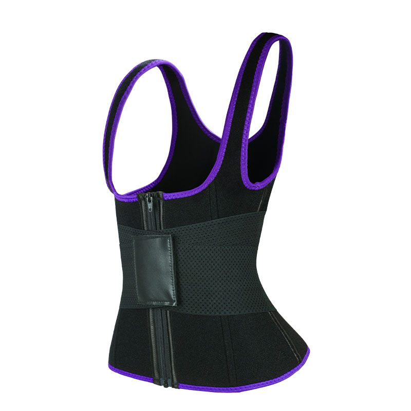 Purple Elastic Single Bands Vest With Zipper MHW100076PU
