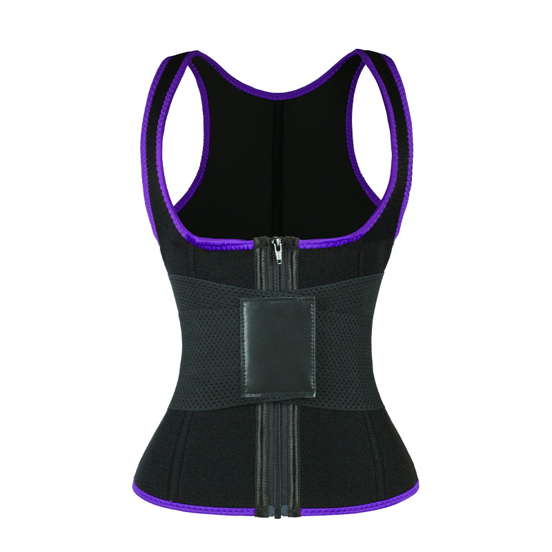 Purple Elastic Single Bands Vest With Zipper MHW100076PU