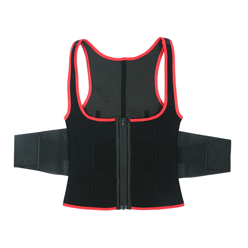Red Elastic Single Bands Vest With Zipper MHW100076R