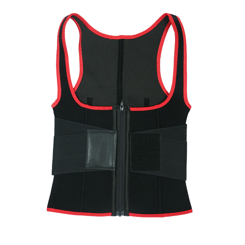 Red Elastic Single Bands Vest With Zipper MHW100076R