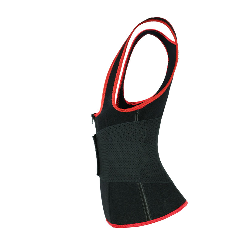 Red Elastic Single Bands Vest With Zipper MHW100076R