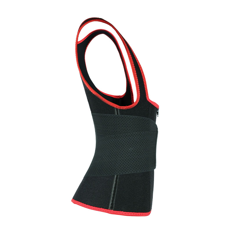 Red Elastic Single Bands Vest With Zipper MHW100076R