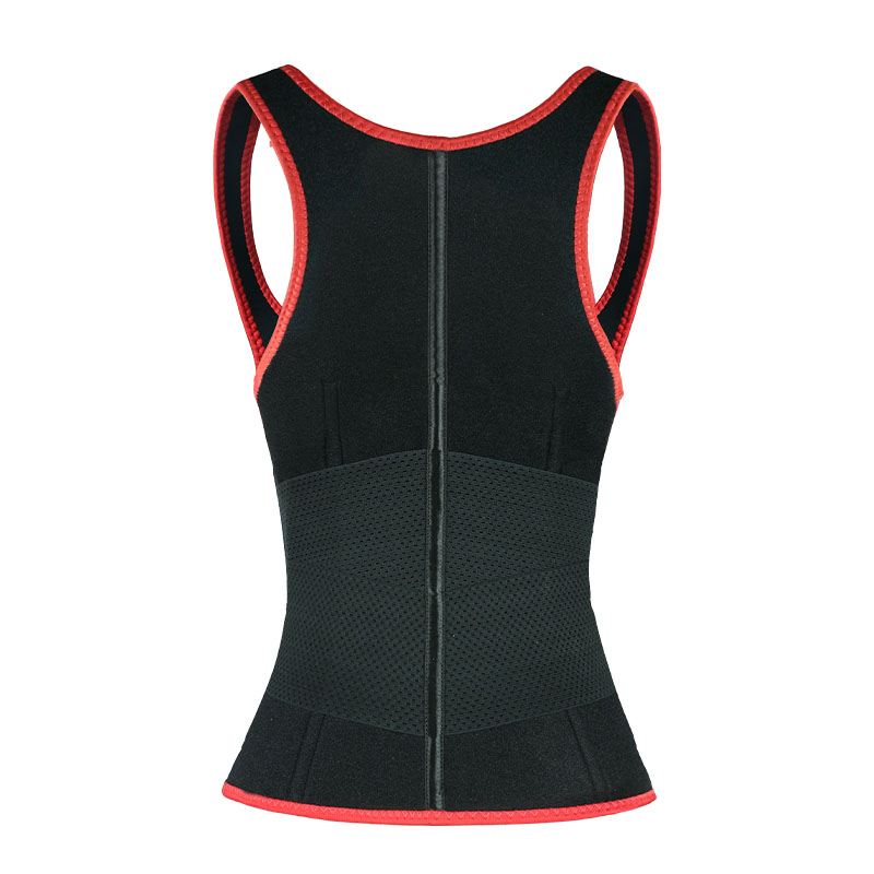 Red Elastic Single Bands Vest With Zipper MHW100076R