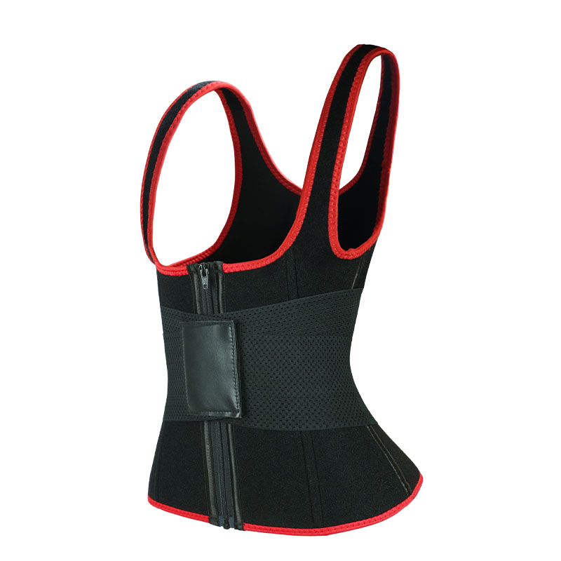 Red Elastic Single Bands Vest With Zipper MHW100076R