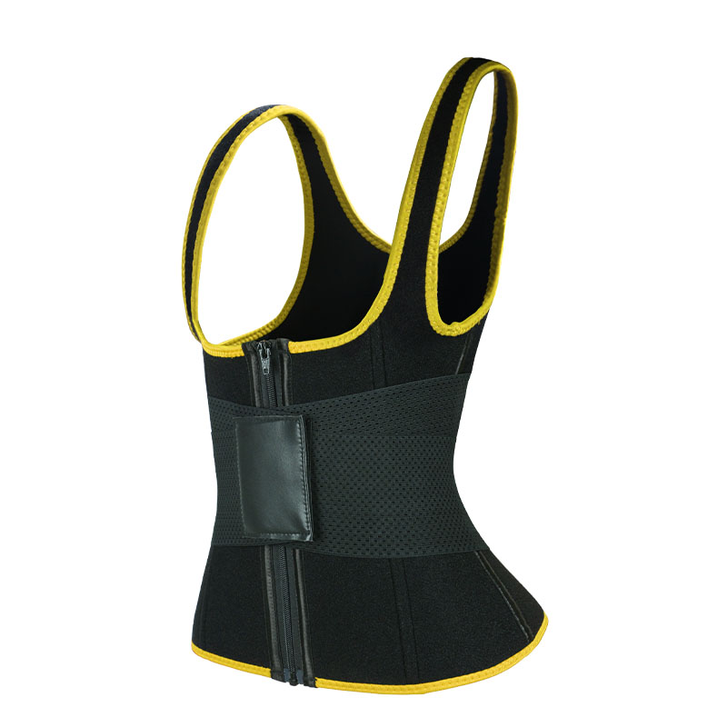 Yellow  Elastic Single Bands Vest With Zipper MHW100076Y