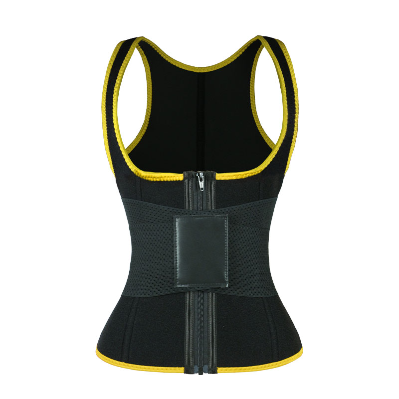 Yellow  Elastic Single Bands Vest With Zipper MHW100076Y