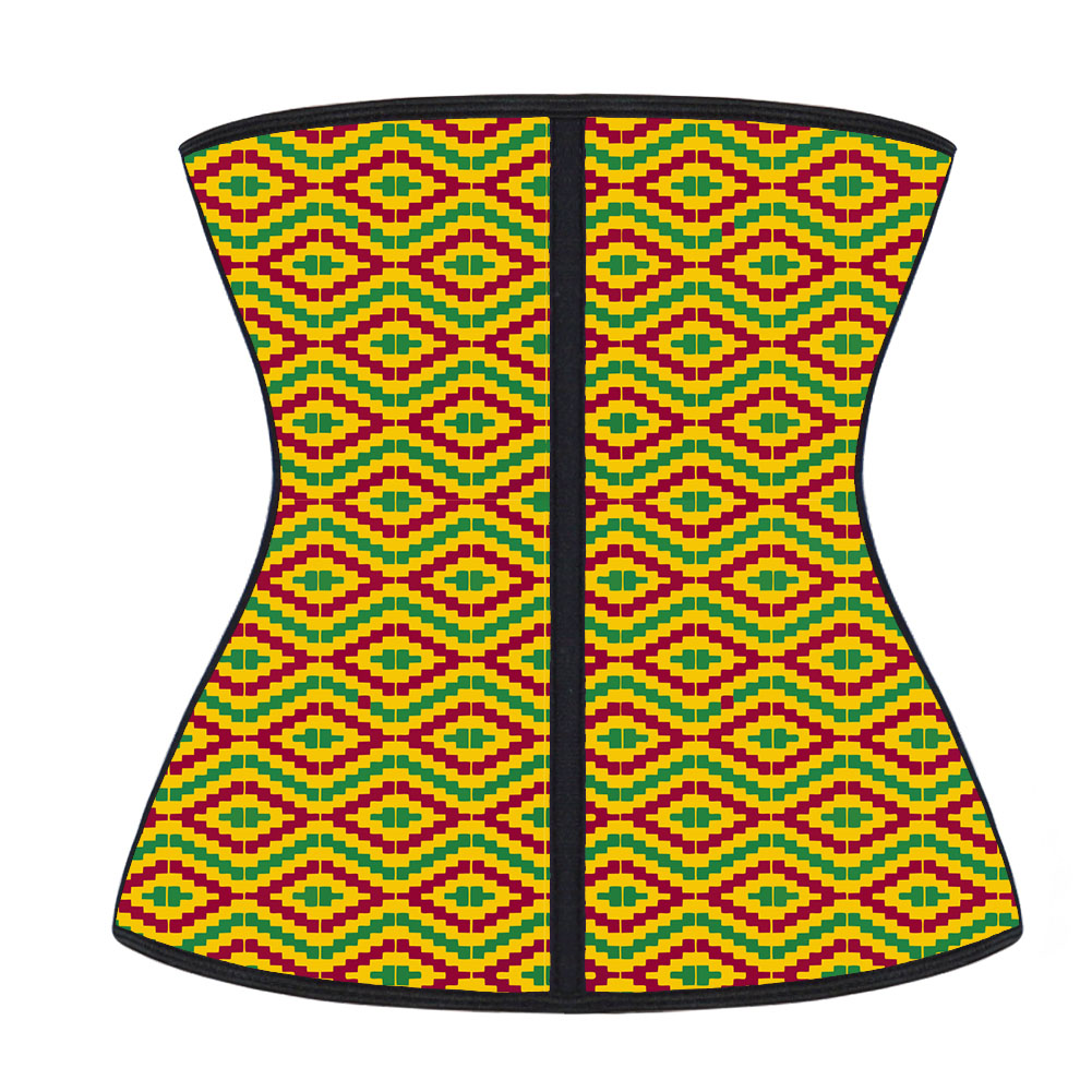 Yellow Kente Hooks Waist Trainer MH1066YG