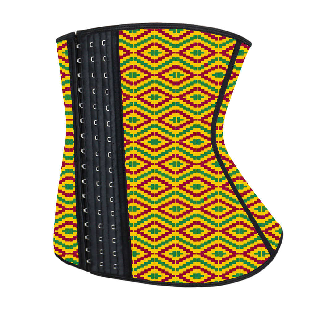 Yellow Kente Hooks Waist Trainer MH1066YG