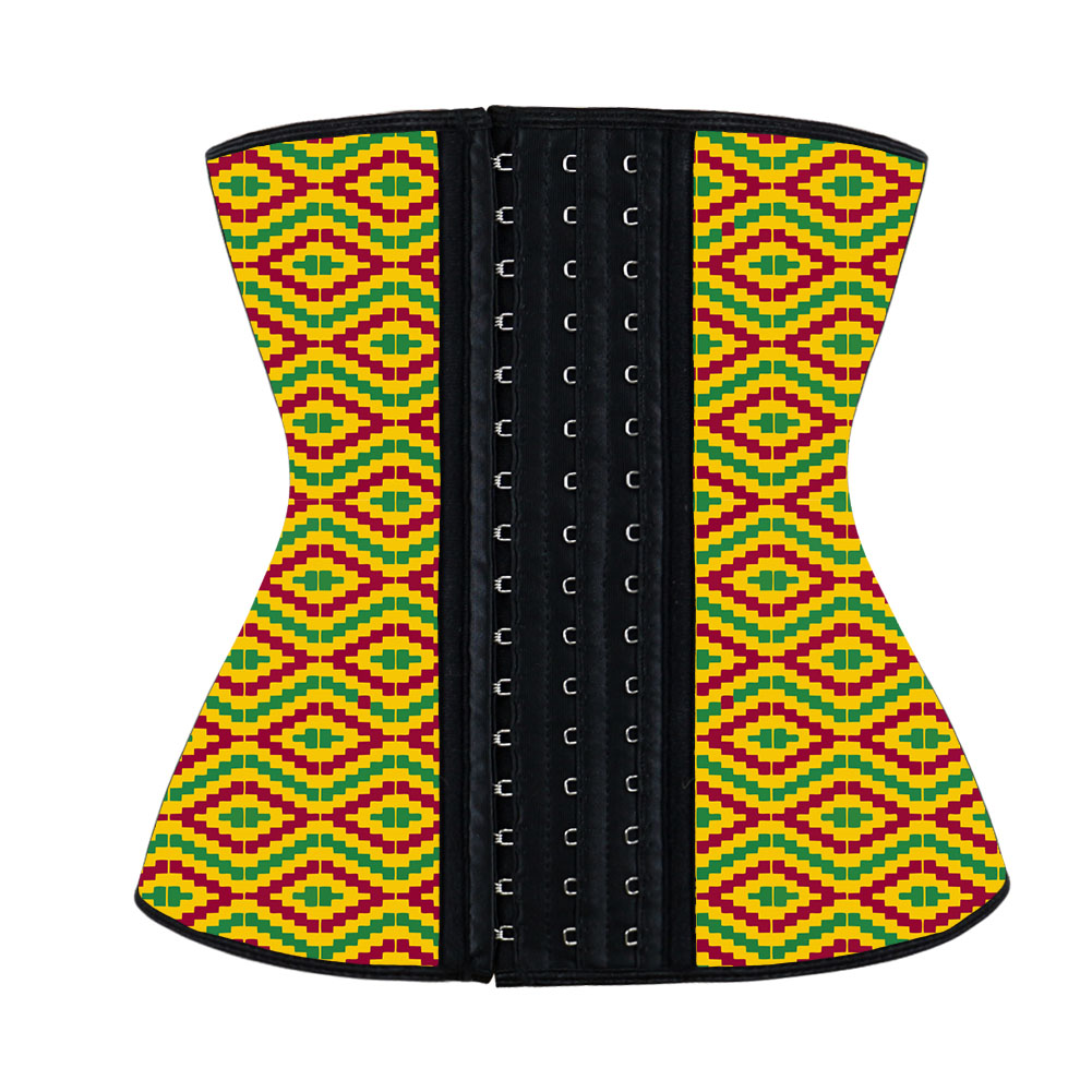 Yellow Kente Hooks Waist Trainer MH1066YG