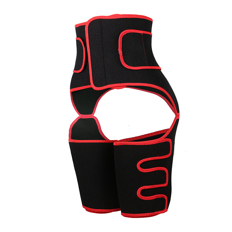 Red Neoprene Waist&Thigh Shaper with Single Detachable Belt MHW100118R