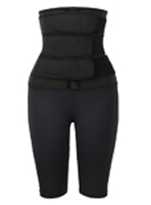 Black three belt neoprene waist trainer with pants MHW100134B 