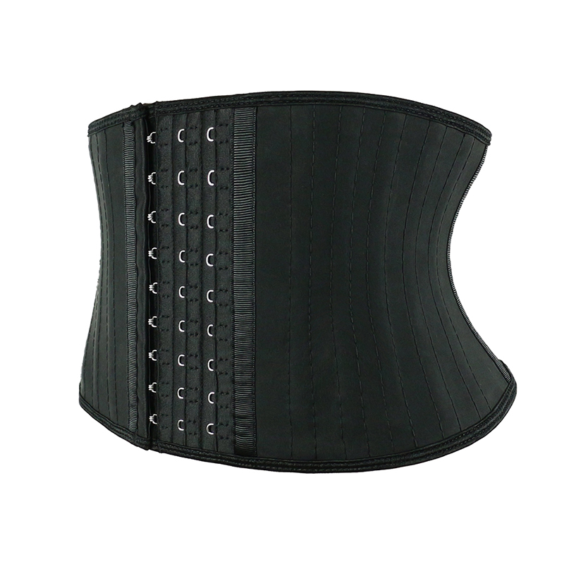 Black 7 Inches 25 Steel Bone Smooth Latex Waist Trainer MH1943B