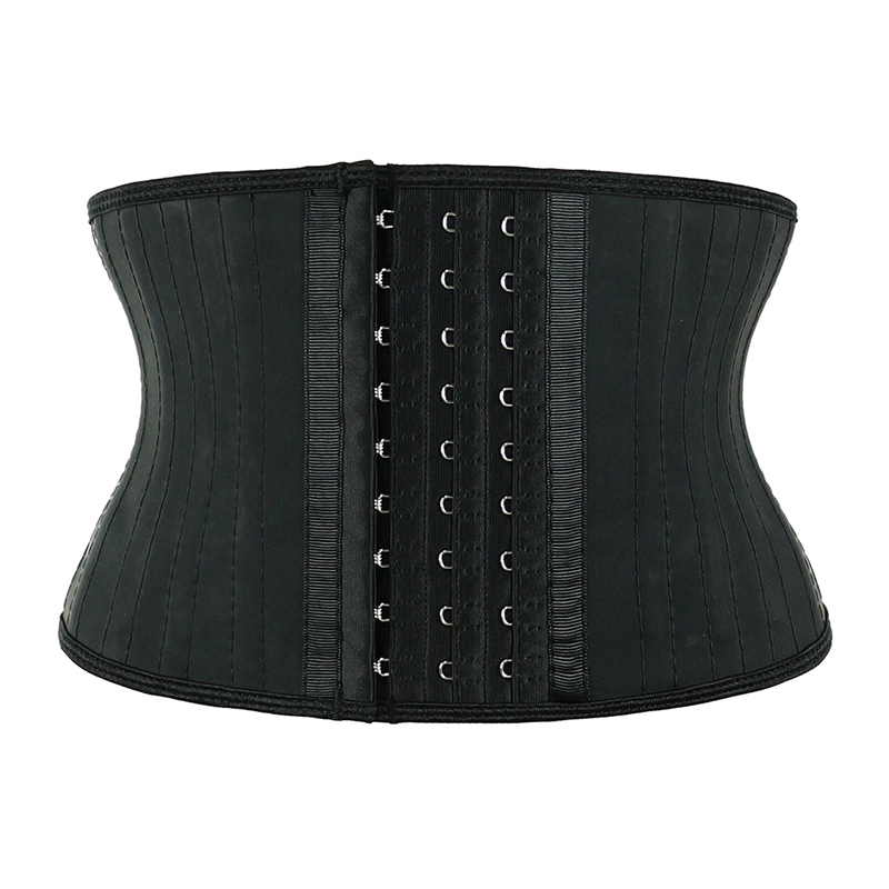 Black 7 Inches 25 Steel Bone Smooth Latex Waist Trainer MH1943B