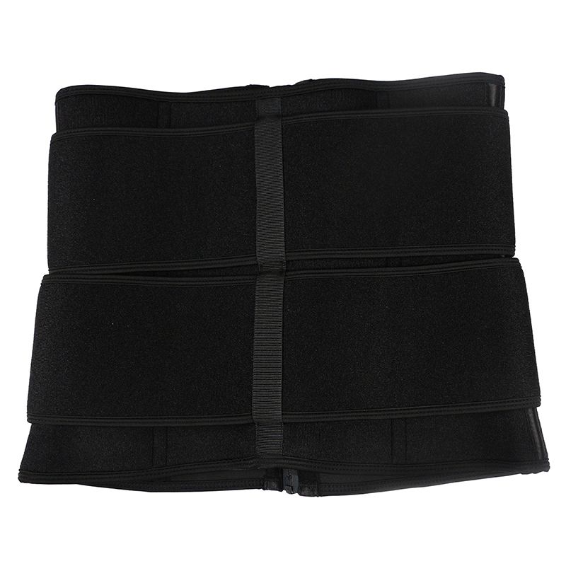 Black Neoprene Waist Trainer With Double Detachable Square-Buckle-Pulley Belts MHW100137B